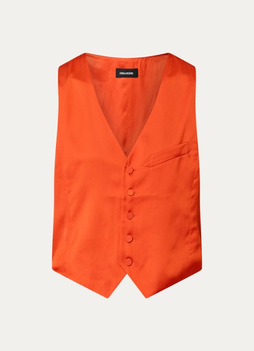 Zadig&Voltaire Emaux gilet van satijn - voorkant 2 oranjerood