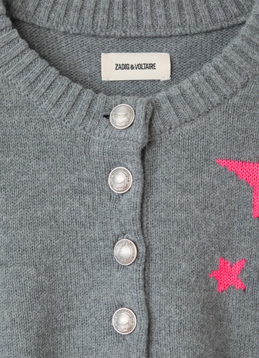 Zadig&Voltaire Fijngebreide trui met ingebreid patroon - detail grijs