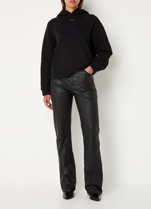 Zadig&Voltaire Georgy hoodie met kangoeroezak en strass - voorkant 2 zwart