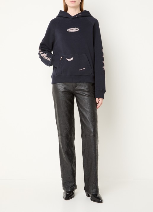 Zadig&Voltaire Georgy hoodie met logo en strass - voorkant 4 donkerblauw