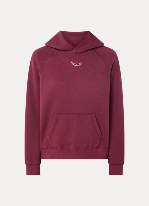 Zadig&Voltaire Georgy hoodie met strass en logoprint - voorkant 2 bordeauxrood