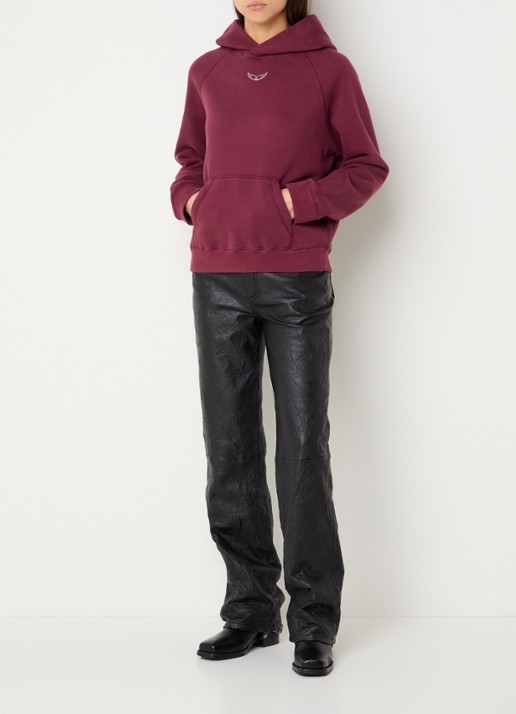 Zadig&Voltaire Georgy hoodie met strass en logoprint - voorkant 3 bordeauxrood