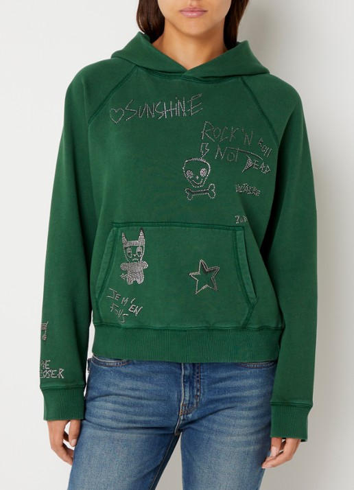 Zadig&Voltaire Georgy hoodie met strass - achterkant 5 donkergroen