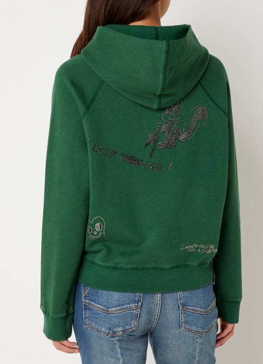 Zadig&Voltaire Georgy hoodie met strass - detail 3 donkergroen