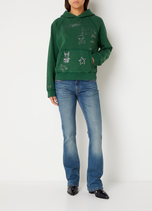 Zadig&Voltaire Georgy hoodie met strass - voorkant 2 donkergroen