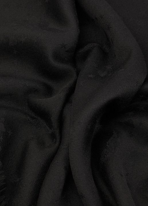 Zadig&Voltaire Glenn sjaal in wolblend met jacquard dessin 140 x 140 cm - detail 2 zwart