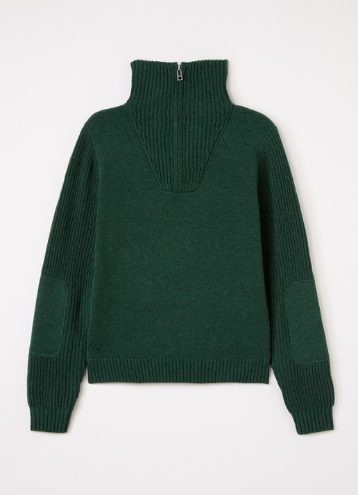 Zadig&Voltaire Grofgebreide trui in wolblend met ingebreide print - voorkant 2 groen