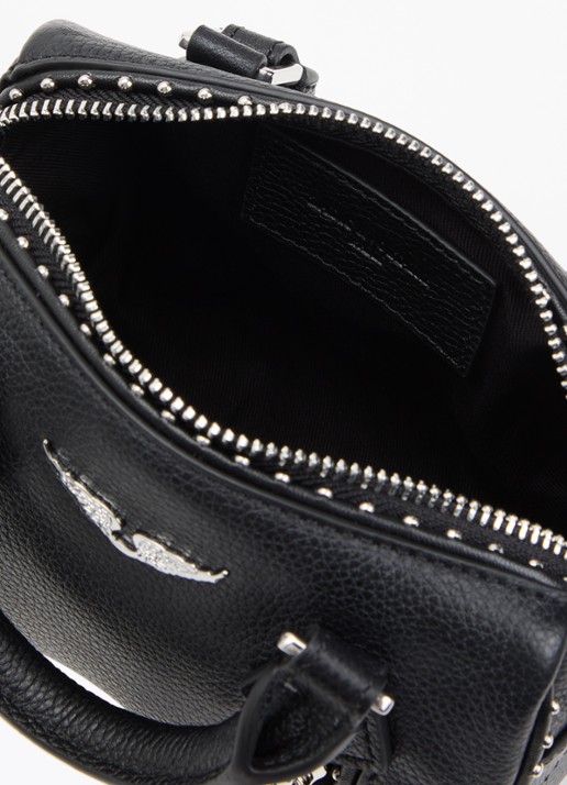 Zadig&Voltaire Handtas van leer met studs en afneembare schouderriem - detail 2 grijs