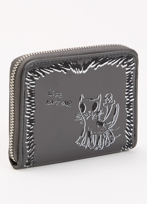 Zadig&Voltaire Humbert Mini portemonnee van leer  - achterkant 3 donkergrijs