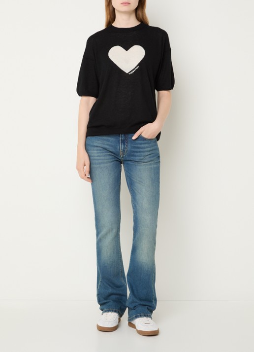 Zadig&Voltaire Idaz fijngebreide T-shirt van kasjmier met ingebreid patroon - voorkant 4 zwart
