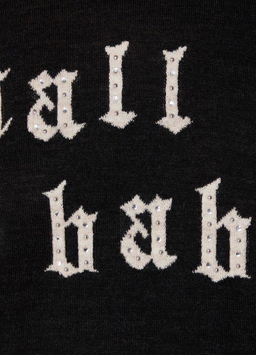 Zadig&Voltaire Ivy fijngebreide trui van merino wol met ingebreid patroon en strass - detail 3 antraciet