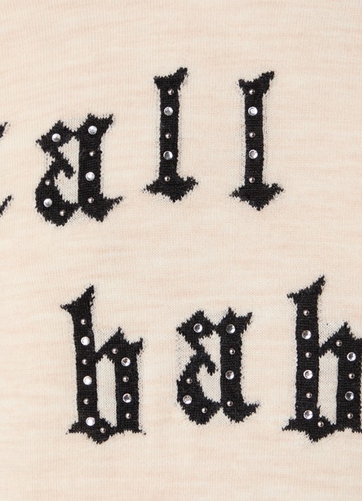 Zadig&Voltaire Ivy fijngebreide trui van merino wol met ingebreid patroon en strass - detail 5 beige