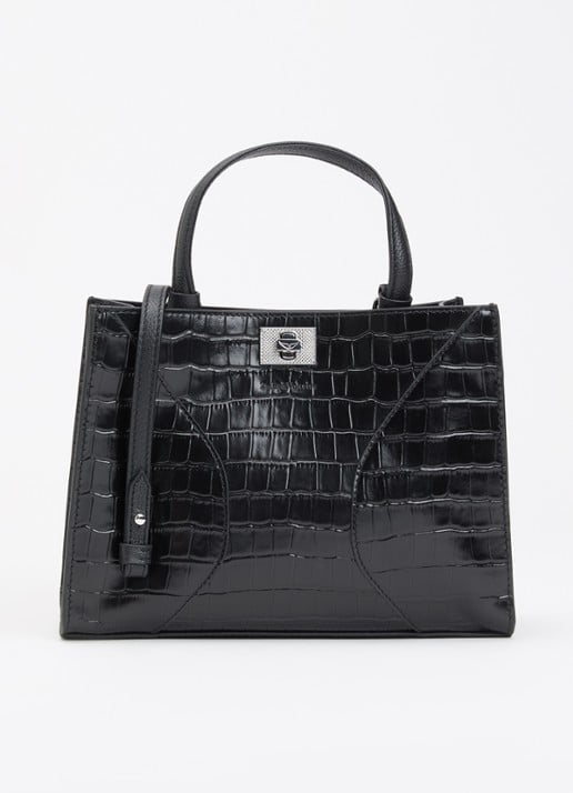 Zadig&Voltaire Jack Croco Mini handtas van leer met afneembare schouderriem - voorkant 2 zwart
