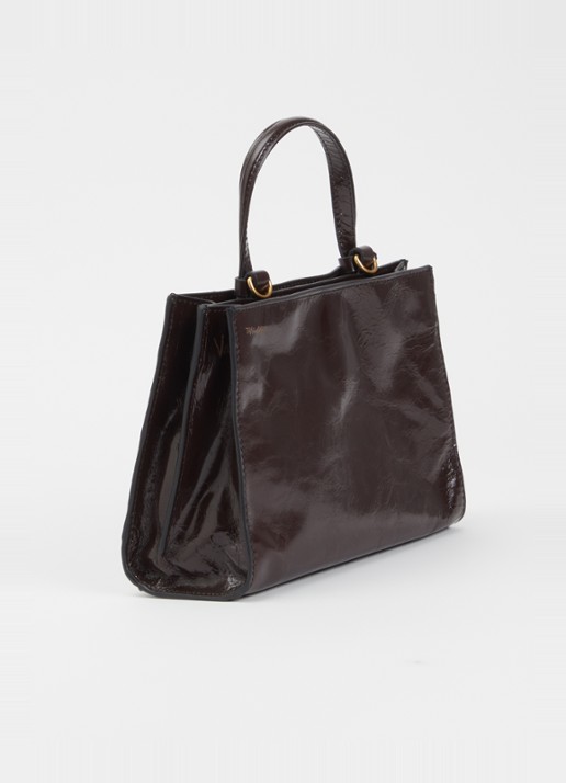 Zadig&Voltaire Jack Mini Vanta handtas van leer met afneembare schouderriem - achterkant 3 donkerbruin