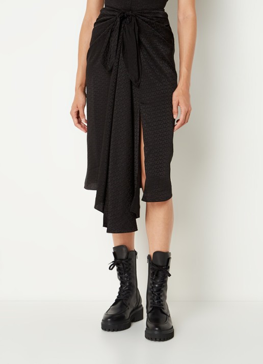 Zadig&Voltaire Janais midi rok van zijde met asymmetrische zoom en print