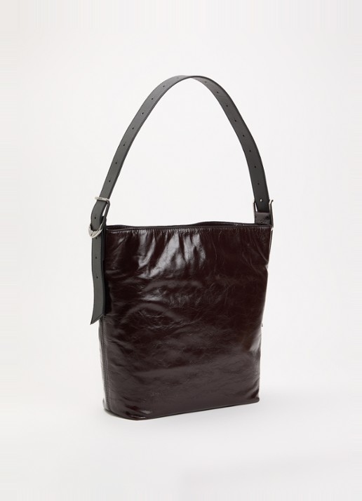 Zadig&Voltaire Jane Hobo Vintage Pantent schoudertas van leer met lakfinish - achterkant 3 donkerbruin