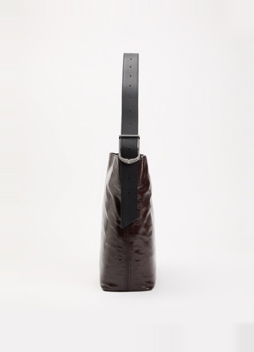 Zadig&Voltaire Jane Hobo Vintage Pantent schoudertas van leer met lakfinish - detail 2 donkerbruin
