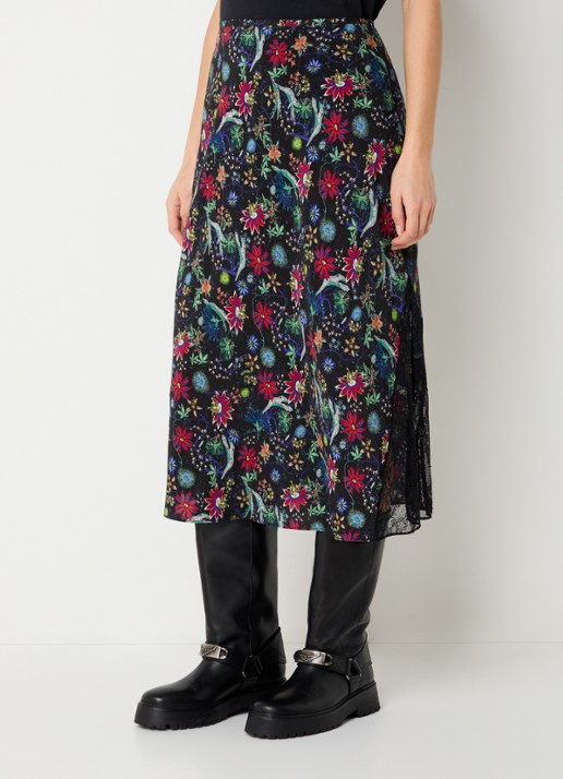 Zadig&Voltaire Jayla midi rok met bloemenprint en details van kant