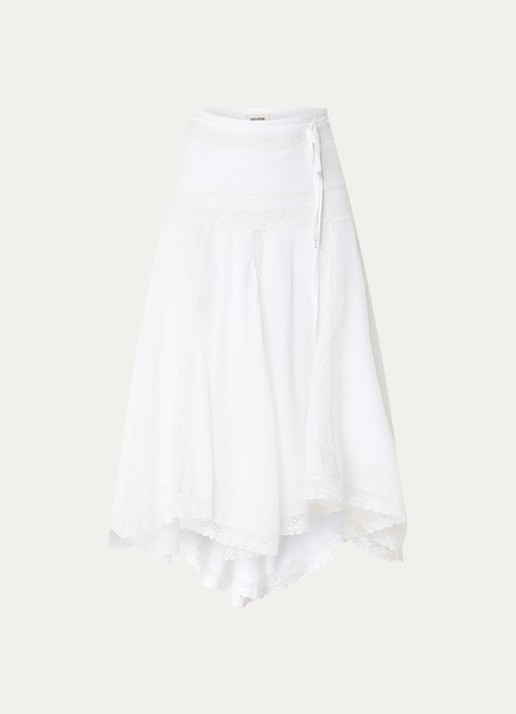 Zadig&Voltaire Jetro midi rok met broderie - voorkant wit