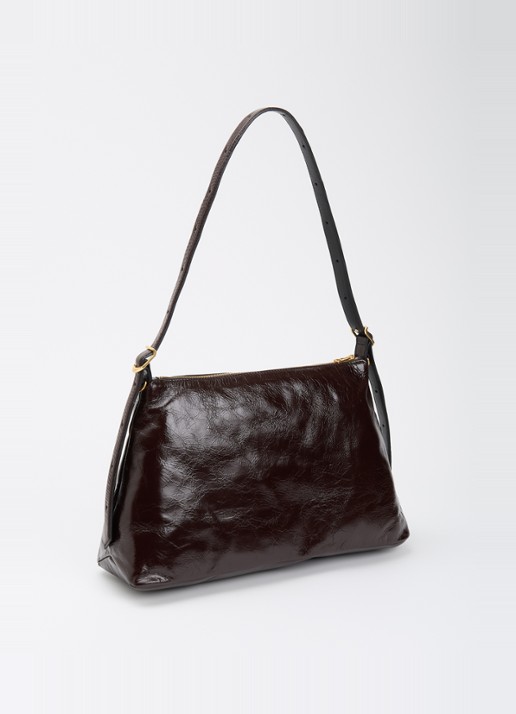 Zadig&Voltaire Jim Vintage Patent schoudertas van leer met afneembare schouderriem - achterkant 5 aubergine