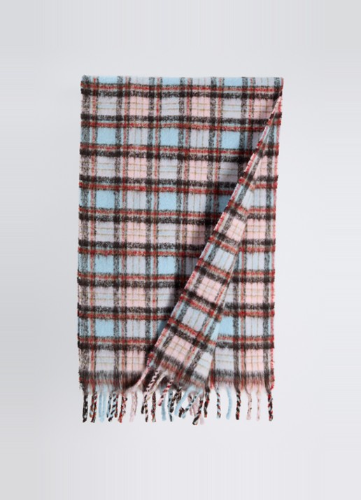 Zadig&Voltaire Joan Tartan sjaal in wolblend 190 x 56 cm  - detail roze