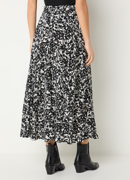 Zadig&Voltaire Joyo maxi A-lijn rok met print en steekzakken - achterkant 3 zwart