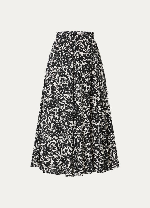 Zadig&Voltaire Joyo maxi A-lijn rok met print en steekzakken - voorkant zwart