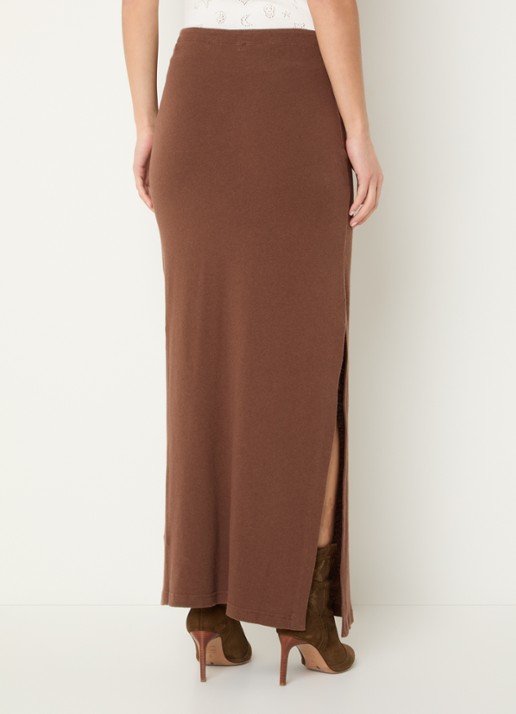 Zadig&Voltaire Juno maxi kokerrok in linnenblend - achterkant 2 bruin