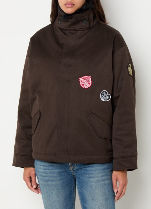 Zadig&Voltaire Kadris parka met imitatiebont en steekzakken - detail 4 donkerbruin