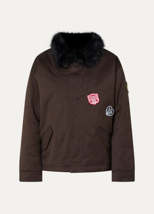 Zadig&Voltaire Kadris parka met imitatiebont en steekzakken - voorkant 2 donkerbruin