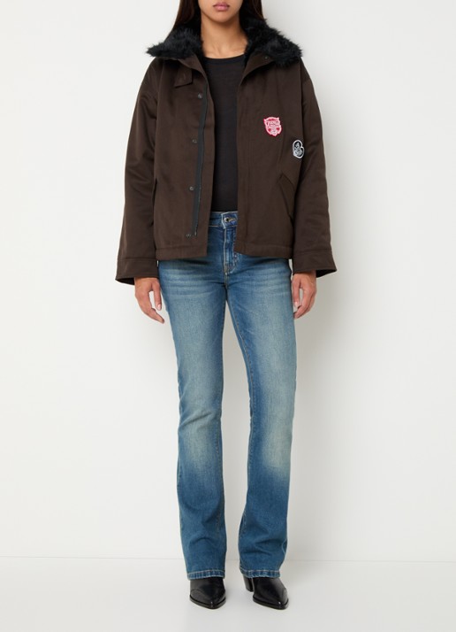 Zadig&Voltaire Kadris parka met imitatiebont en steekzakken - voorkant 3 donkerbruin
