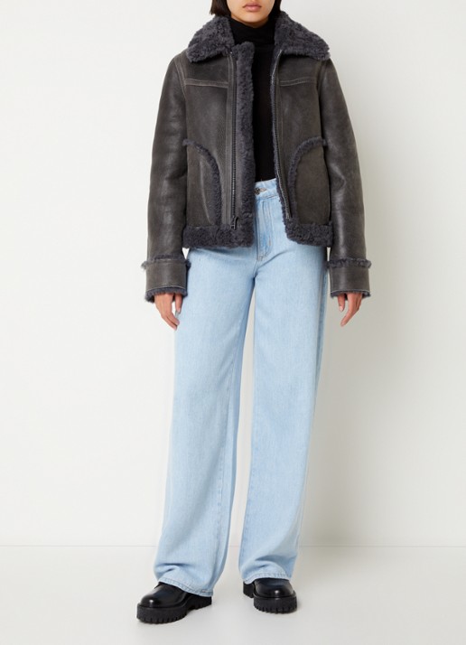 Zadig&Voltaire Kady lammy coat van lamsleer - voorkant 4 antraciet