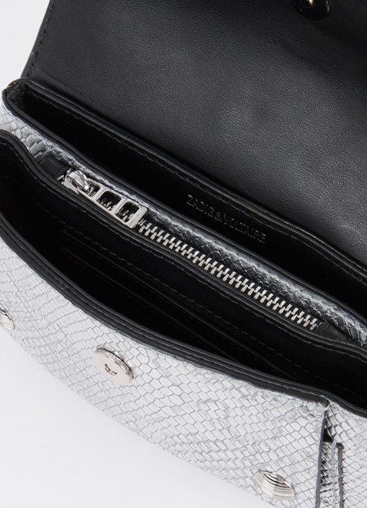 Zadig&Voltaire Kate crossbodytas van kalfsleer met slangenstructuur - detail 2 zilver