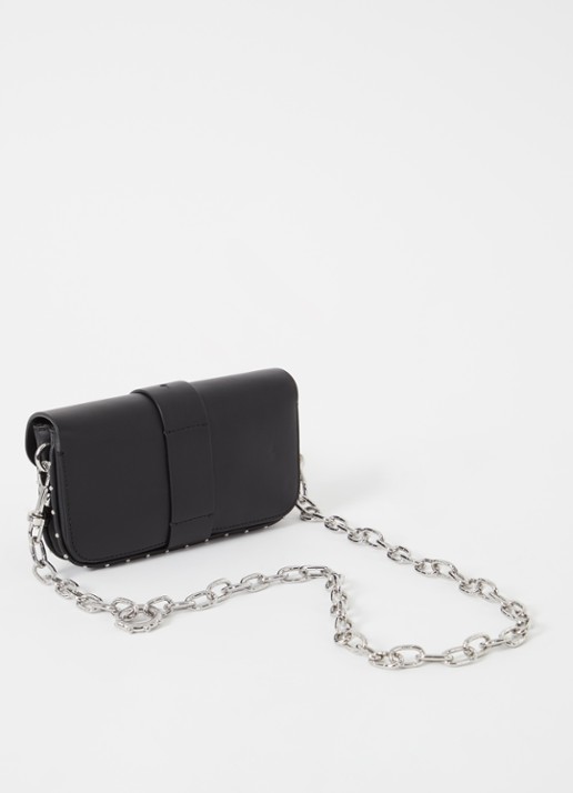 Zadig&Voltaire Kate Wallet clutch van kalfsleer met afneembare schouderriem - achterkant zwart