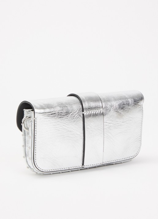 Zadig&Voltaire Kate Wallet clutch van kalfsleer met metallic finish - achterkant 5 zilver