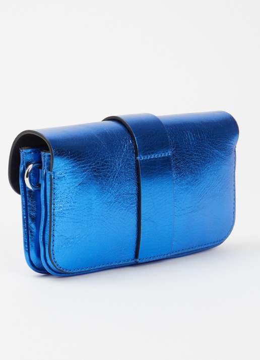 Zadig&Voltaire Kate Wallet clutch van kalfsleer met metallic finish - achterkant 3 kobaltblauw