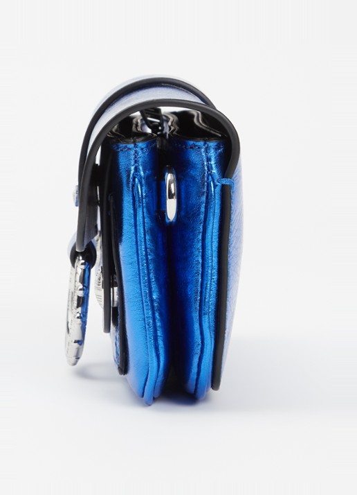 Zadig&Voltaire Kate Wallet clutch van kalfsleer met metallic finish - detail 2 kobaltblauw