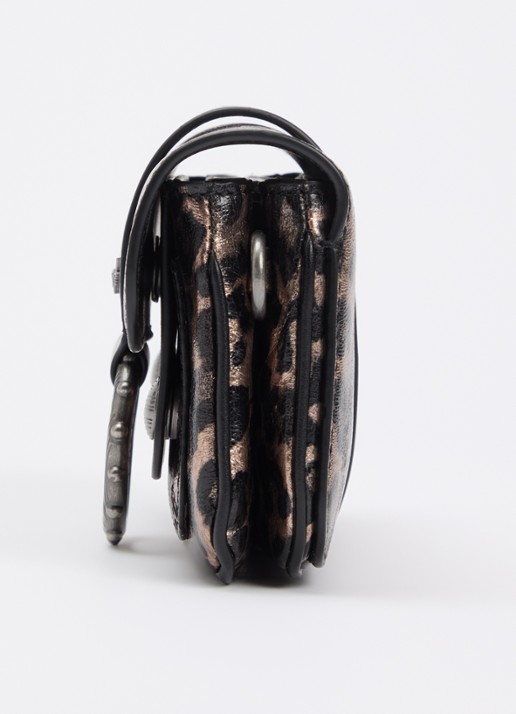 Zadig&Voltaire Kate Wallet clutch van leer met panterprint en metallic finish - detail 4 bruin