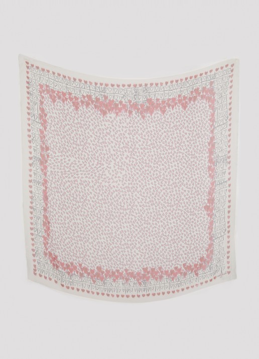 Zadig&Voltaire Kerry Hearts sjaal met print 135 x 135 cm - detail ivoor