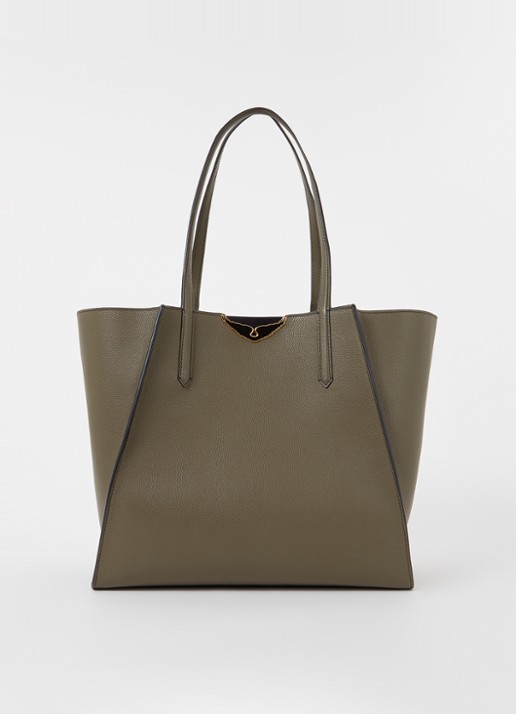 Zadig&Voltaire Le Borderline schoudertas van leer - voorkant 3 olijfgroen