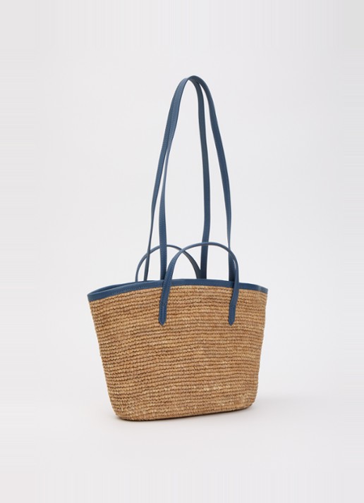 Zadig&Voltaire Le mini wings van raffia met leren details - achterkant blauw