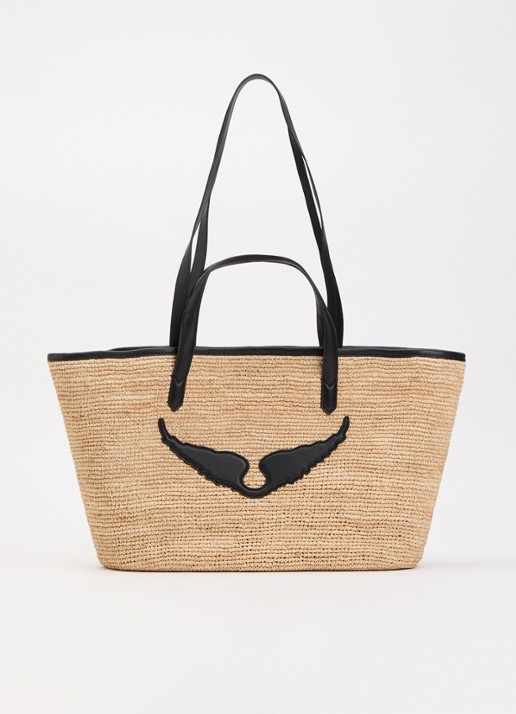 Zadig&Voltaire Le wings panier schoudertas van raffia met logo