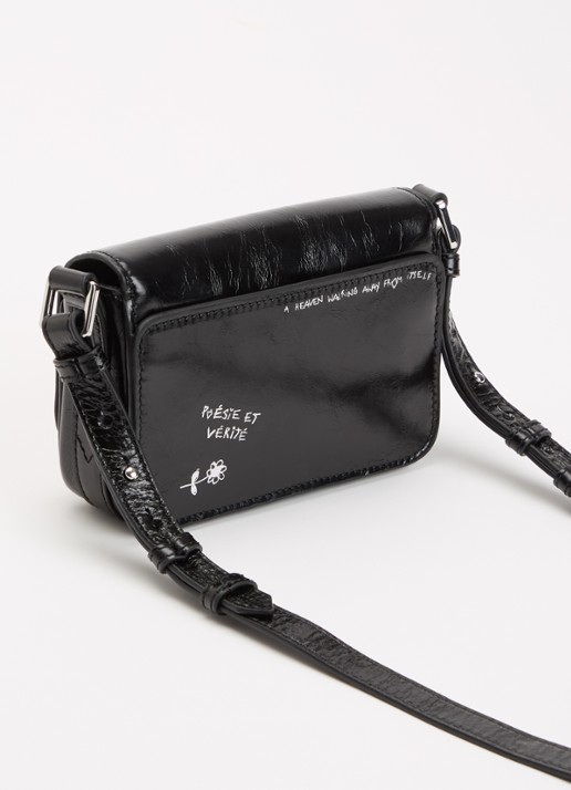 Zadig&Voltaire Le Zazi Vintage Graffiti crossbodytas van leer  - achterkant 4 zwart