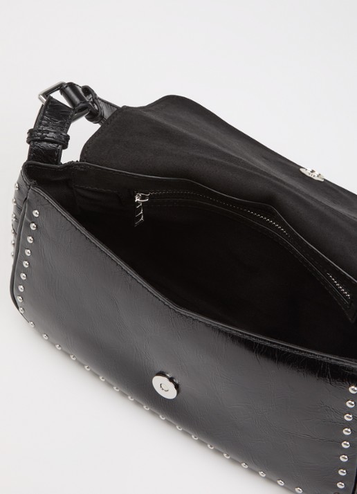 Zadig&Voltaire Le Zouzou Vintage schoudertas van leer met studs - detail 2 zwart