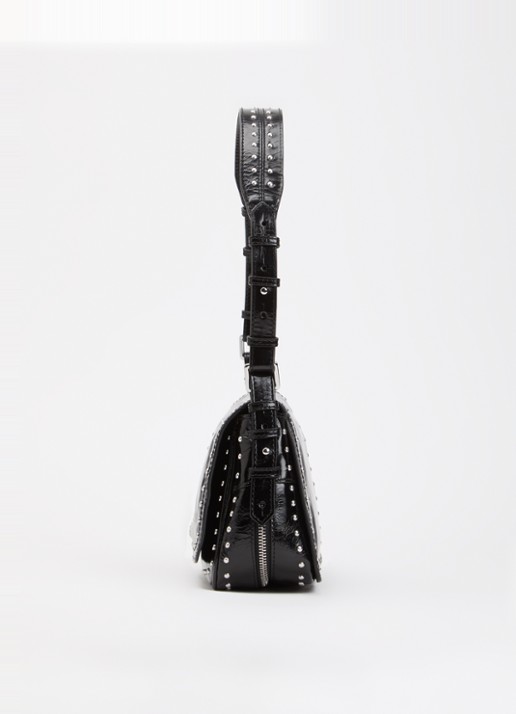 Zadig&Voltaire Le Zouzou Vintage schoudertas van leer met studs - detail 3 zwart