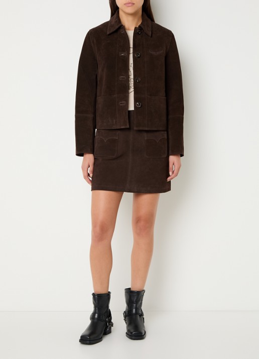 Zadig&Voltaire Lessa jack van suède - voorkant 3 donkerbruin