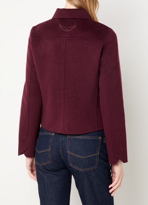 Zadig&Voltaire Liam jack in wolblend met borstzakken - achterkant 3 bordeauxrood