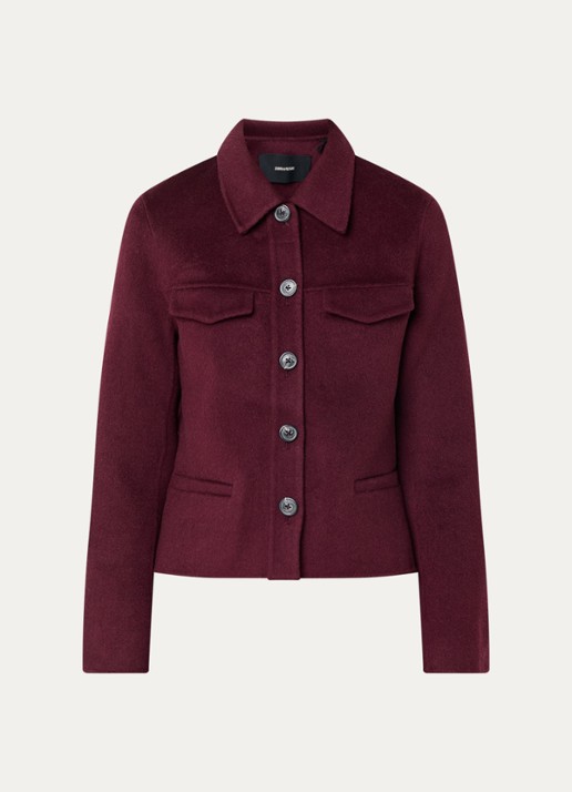 Zadig&Voltaire Liam jack in wolblend met borstzakken - voorkant bordeauxrood