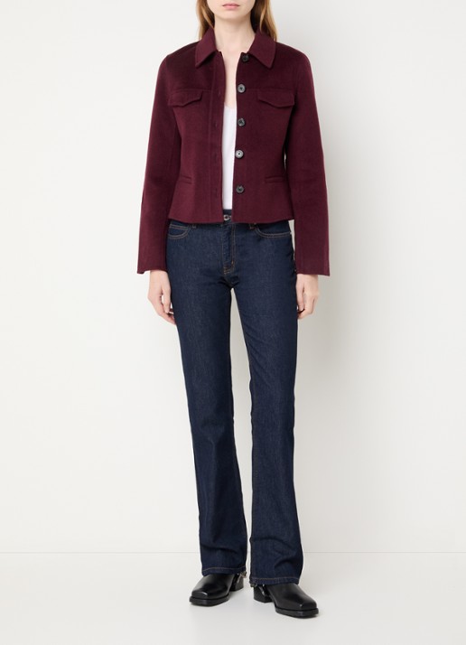Zadig&Voltaire Liam jack in wolblend met borstzakken - voorkant 2 bordeauxrood