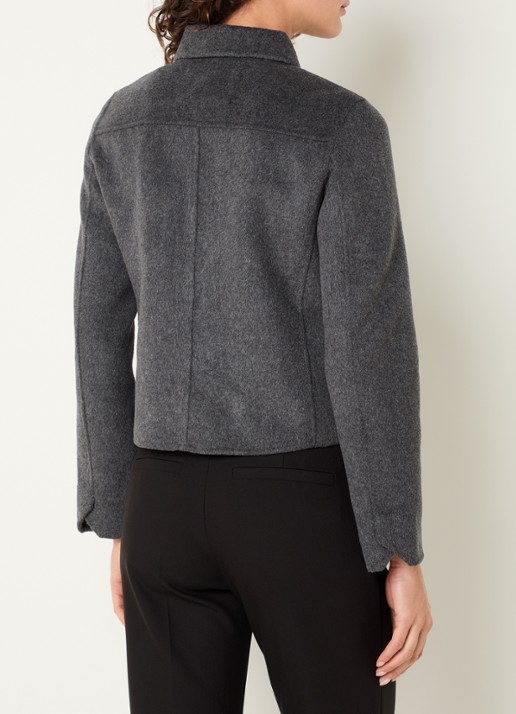 Zadig&Voltaire Liam jack in wolblend met borstzakken - achterkant 2 antraciet